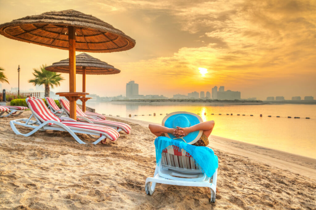 Sun,Holidays,On,The,Beach,Of,Persian,Gulf,,United,Arab
