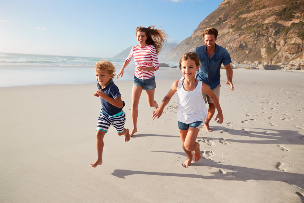 familia na praia