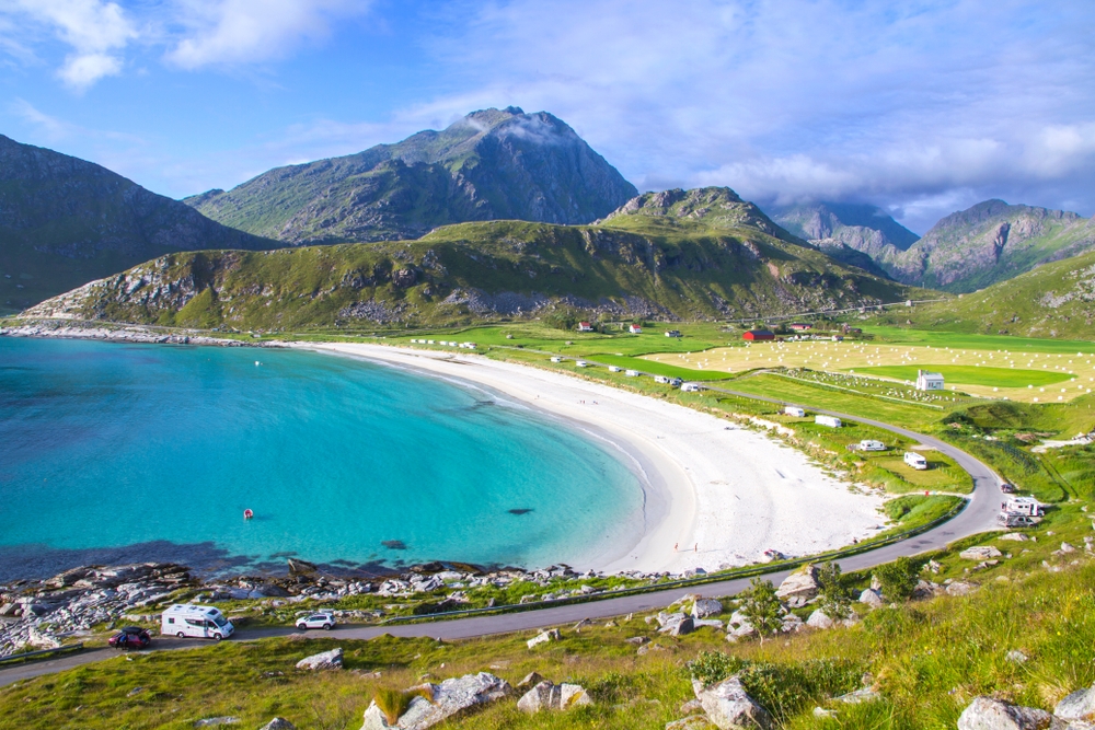 Praia Haukland, Ilhas Lofoten Islands, Noruega