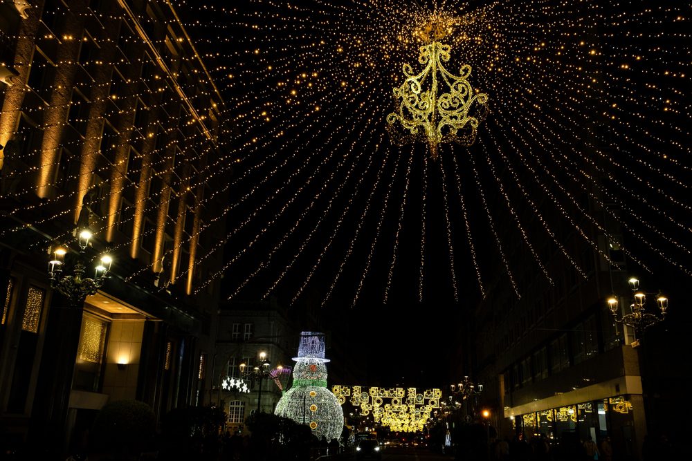 Vigo com decorações de Natal, Espanha