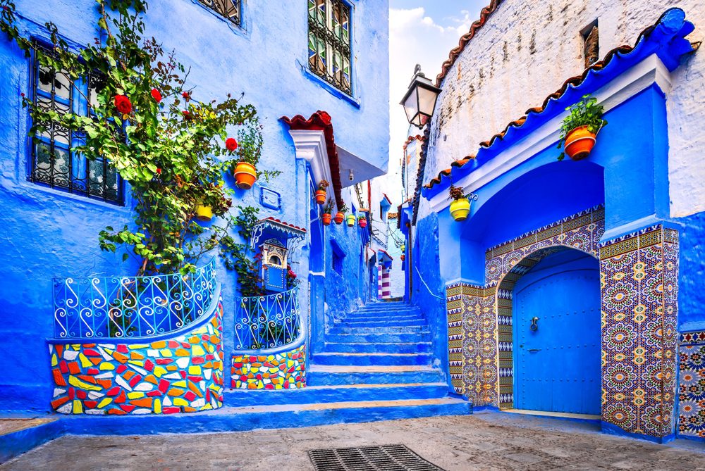 Ruas de Chefchaouen, a Cidade Azul, Marrocos