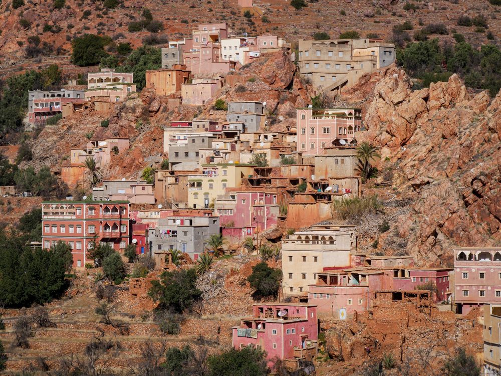 várias casinhas no vale Ameln, Lugares mais bonitos em marrocos